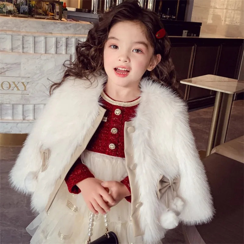 Girls' Fur Coat Autumn Winter Clothing 2025 New Style Fashionable Small Fragrance Style Cotton Jacket Warm Imitation Fur Coat