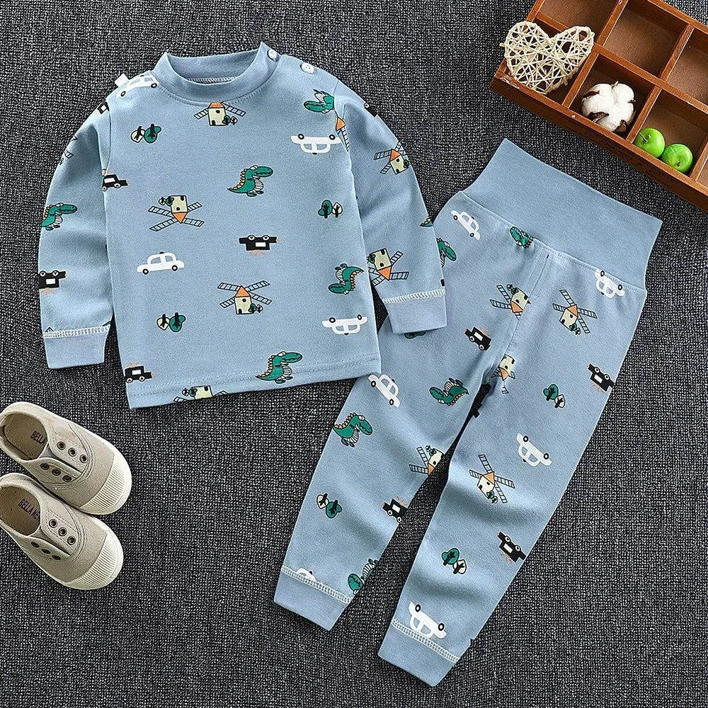 Baby Pajamas Children's Underwear Suit Boys and Girls' Pure Cotton High-waisted Autumn Clothes Autumn Pants Home Clothes