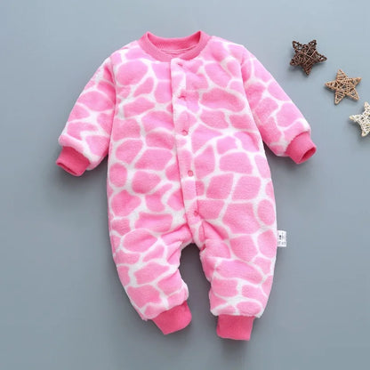 Baby Boy Autumn Winter Warm Pajamas 0-18 Months Infant Girl Flannel Comfortable Jumpsuit Kid Soft Skin-friendly Outwear Romper