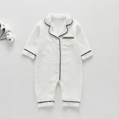 Muslin Cotton Baby Bodysuit Clothes Toddler Cartoon Pajama Rompers Newborn Jumpsuits Infant Boys Girls Long Sleeve Outfits