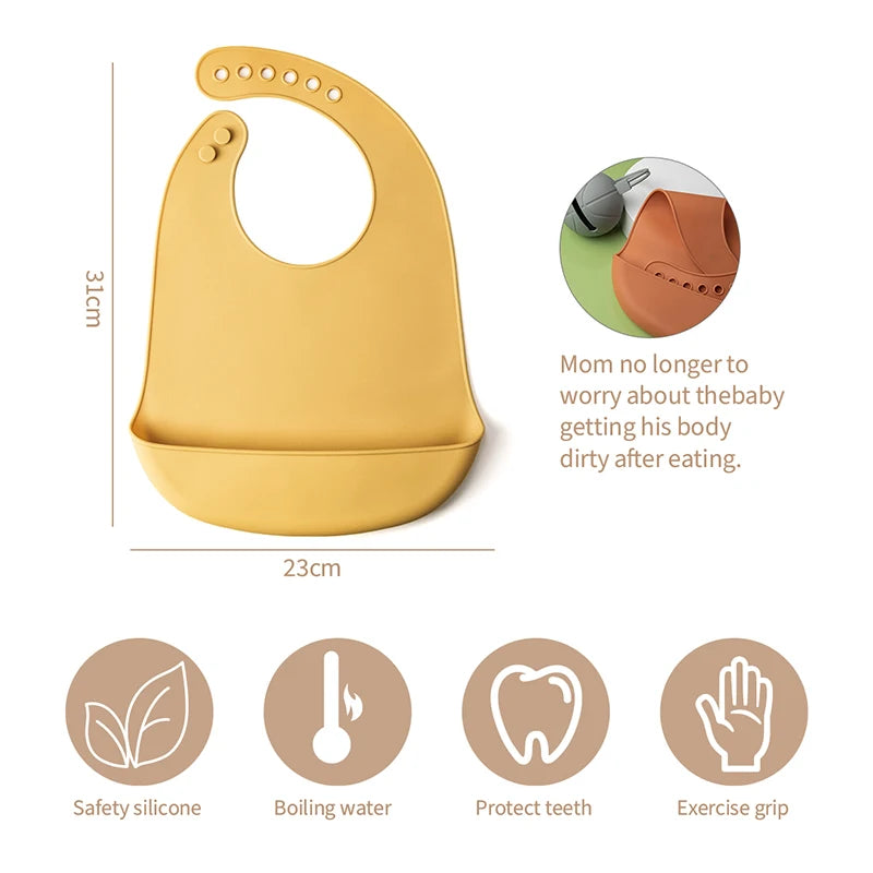 TYRY.HU 3pcs Waterproof Baby Bibs Baby Stuff Cute Kids Cartoon Bib Girl Boy Adjustable Soft Silicone Bib Baby Feeding Stuff