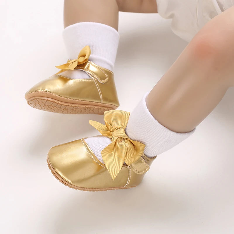 Baby Girl Shoes Bow Flats Toddler Sandals Non-slip Soft Sole Newborn Formal First Walkers Christening