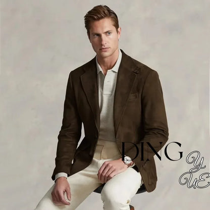 Men's Suit Suede Jacket Single Breasted Casual Suede Coat Casual Men Luxury Costume Jacket Wedding chaquetas hombre formal