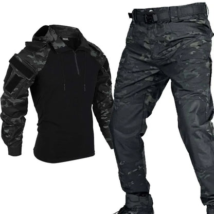 Tactical Cargo Suits T-Shirt And Cargo Pants Men Clothes Shirts Airsoft Paintball Hunting Clothes Wear Resistant Outdoor