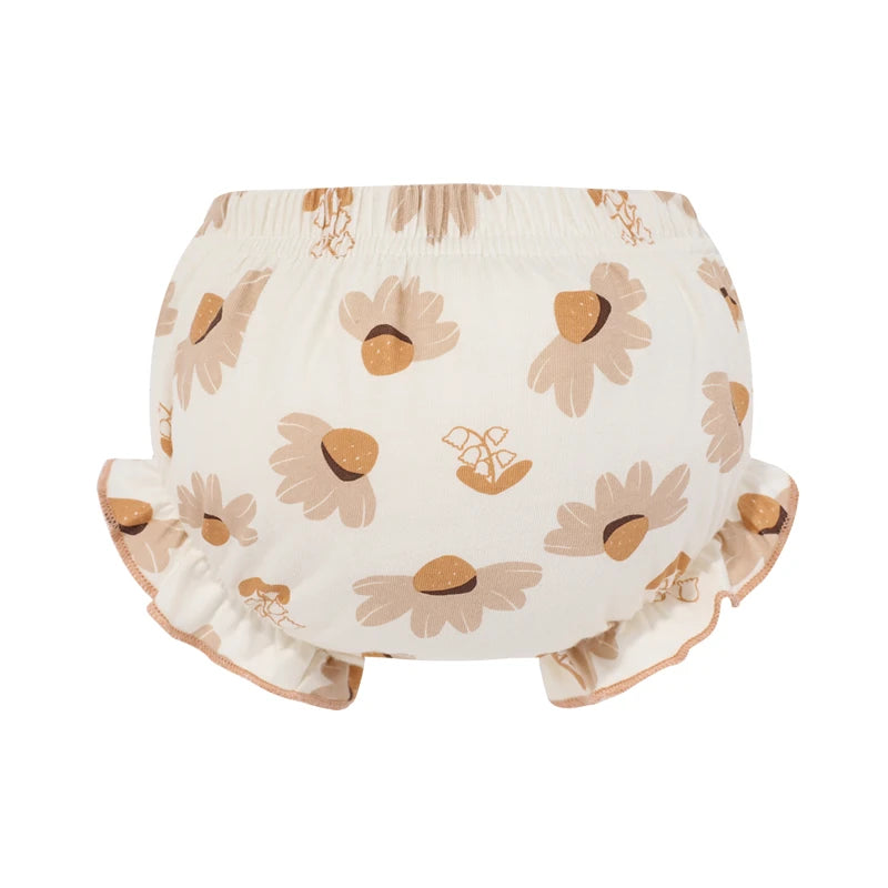 4-Pack Cloud-Like 100% Cotton Baby Underwear, Cute Ruffled Bloomers Infant Bread Pants