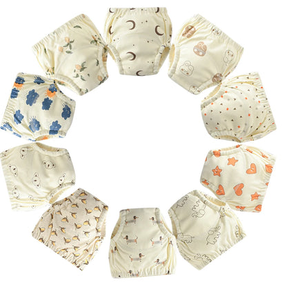 10 Pcs Reusable Baby Training Pants Washable Kids Cloth Diaper Nappies Changing Underwear Infant Toddler Potty Training Panties