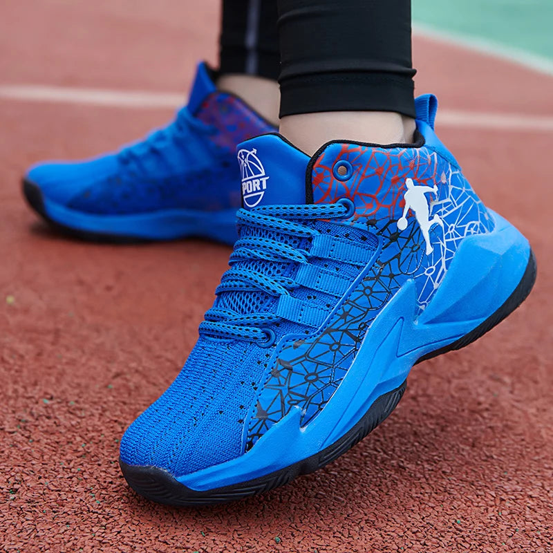 Boys Basketball Shoes Classic Kids Sneakers Fashion Tennis Kid Sport Shoes Outdoor Non-Slip Trainer Children School Basketball