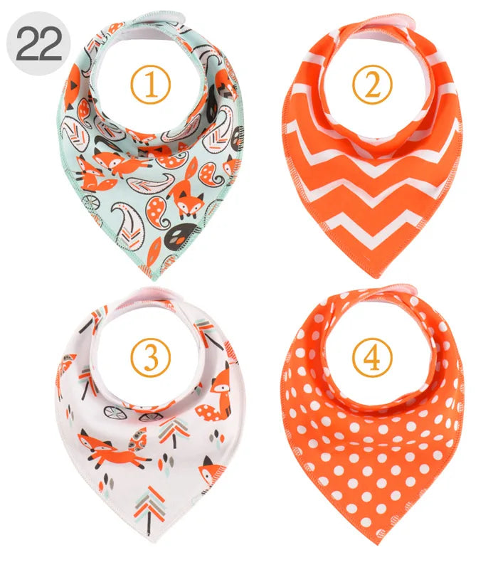 4 Pieces New Baby Bibs For Boy&Girl Burp Cloths Bandana Bibs Baby Bandana Infant Waterproof Dribble Bib Towels