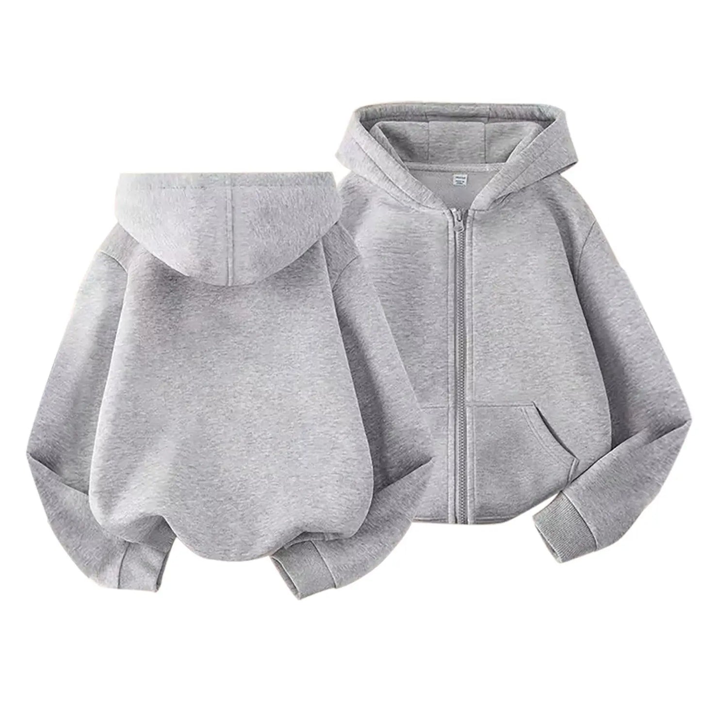 Kids Hoodie Jacket Plain Color Zip Hooded Sweatshirt Casual Outerwear Long Sleeve Boy Girl Coat Trend Style Wear Casual Look