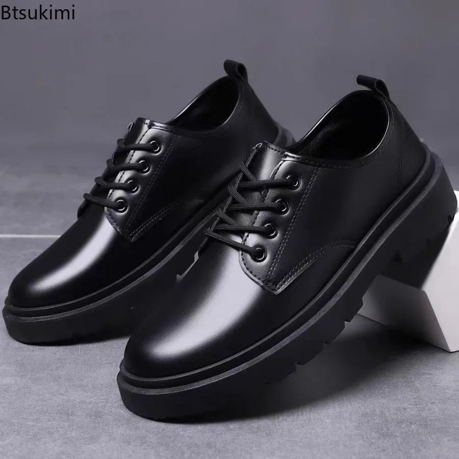 2026 Men's Fashion Leather Dress Shoes Casual Formal Dress Oxfords Wedding Flats Soft Breathable Walking Office Sneakers Shoes