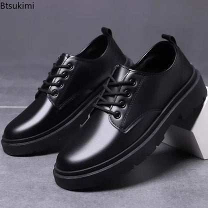 2026 Men's Fashion Leather Dress Shoes Casual Formal Dress Oxfords Wedding Flats Soft Breathable Walking Office Sneakers Shoes