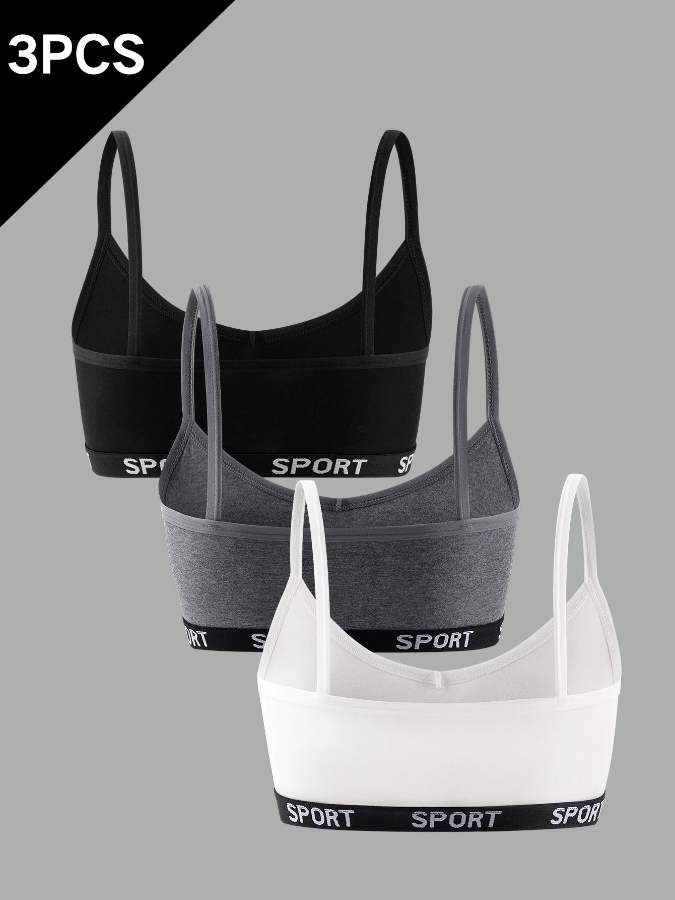3 pcs girls' bra, sports bra, no underwire comfortable vest, underwear for students in puberty, suitable for ages 9-14