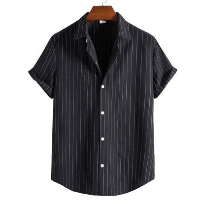Summer Men Casual Formal Shirt Tops Short Sleeve Striped Shirts Man Fashion Business t Shirt Social Beach Tee Shirt Man Clothing