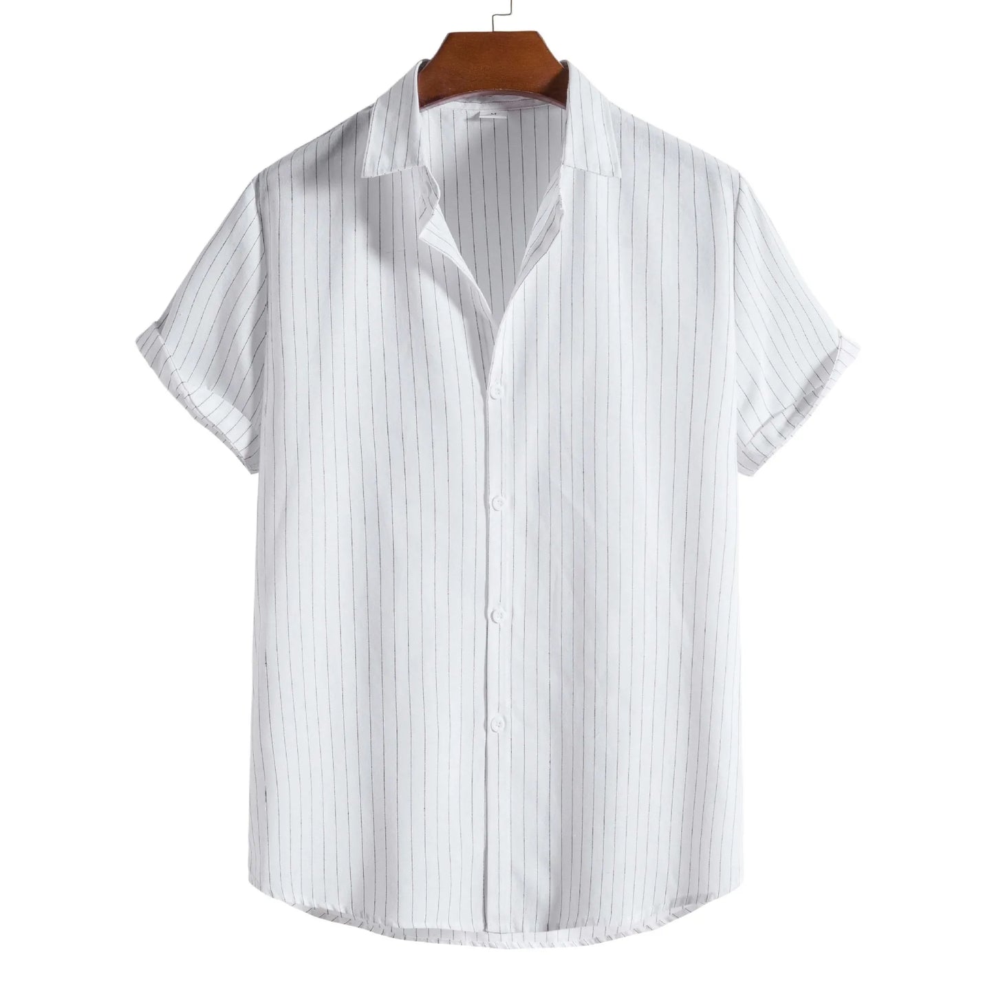 Summer Men Casual Formal Shirt Tops Short Sleeve Striped Shirts Man Fashion Business t Shirt Social Beach Tee Shirt Man Clothing