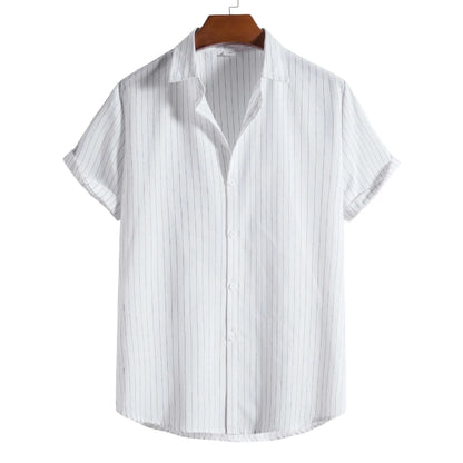 Summer Men Casual Formal Shirt Tops Short Sleeve Striped Shirts Man Fashion Business t Shirt Social Beach Tee Shirt Man Clothing