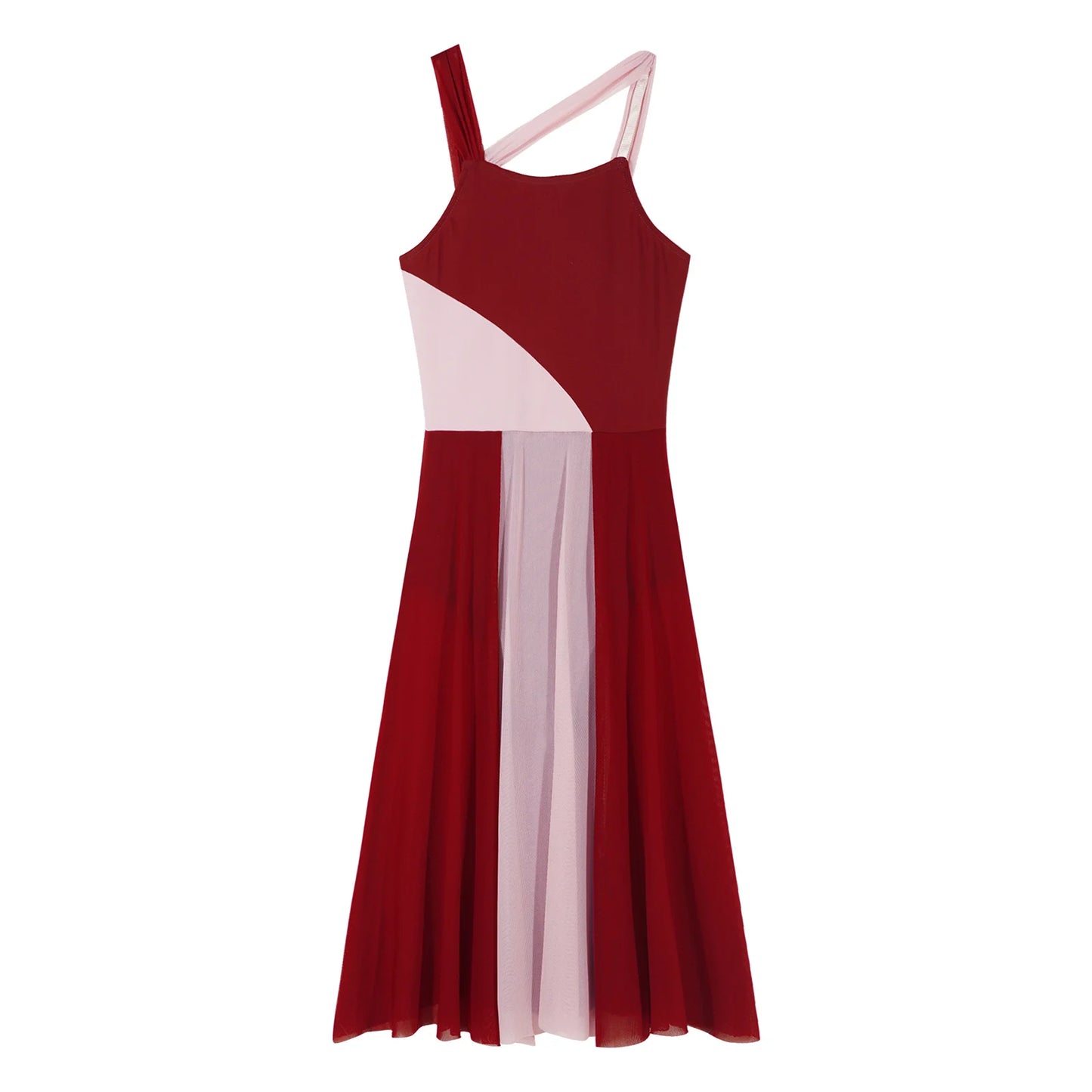 Girls Lyrical Cut Out Front Tulle Dance Dress Gymnastics Training Leotard Modern Contemporary Dancewear Costume