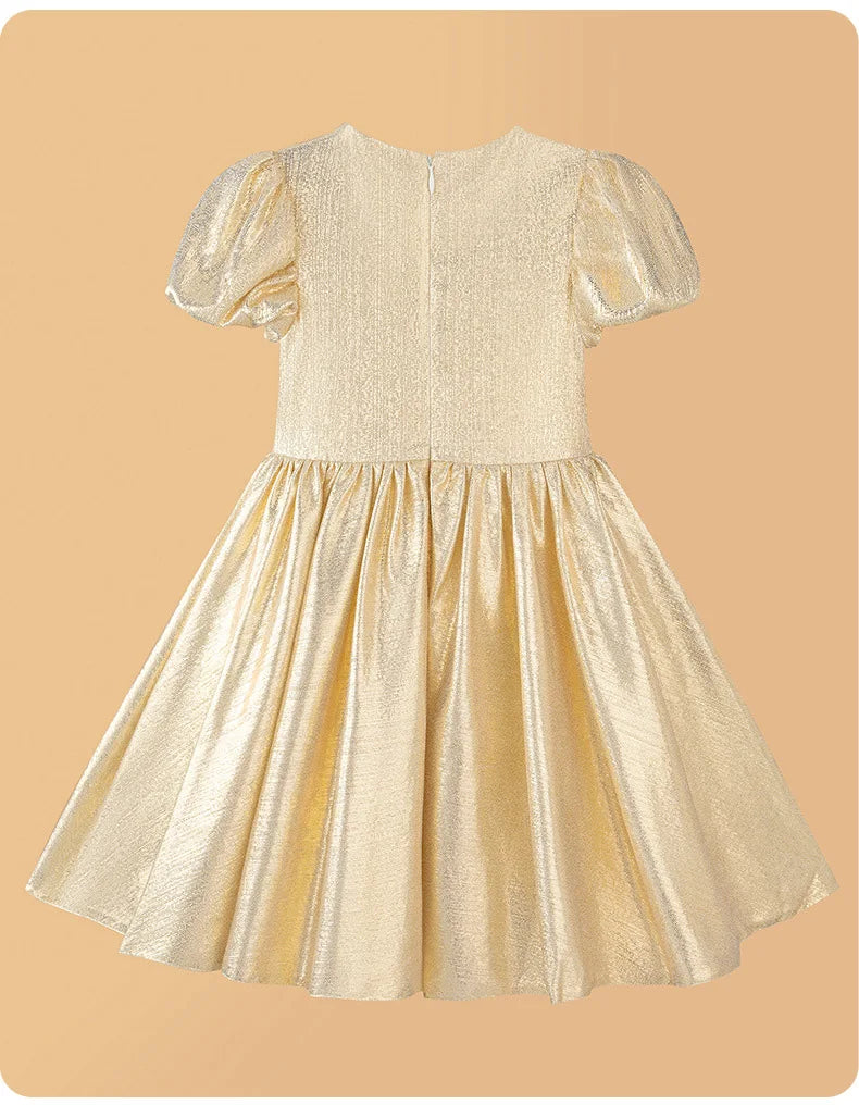 Teen Girls Champagne Golden Evening Party Dress Princess Kids Wedding Dress Little Fairy Children Formal Gown Photograph Wear