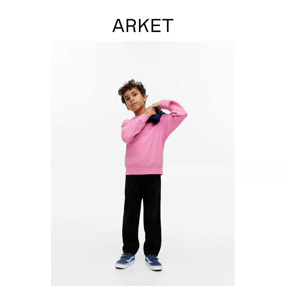 Fashion Girls Boys Sweatshirts Clothing Autumn Solid Color Casual Long Sleeve Loose Tops Children's Clothes Teen 6 8 10 12 Years