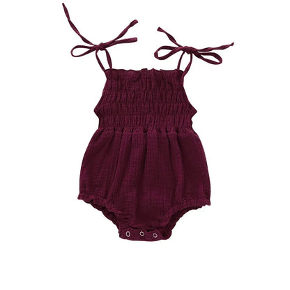 Baby Clothing Summer Newborn Infant Baby Girl Solid Color Sleeveless Romper Jumpsuit Outfit Clothes Cotton Adjustable