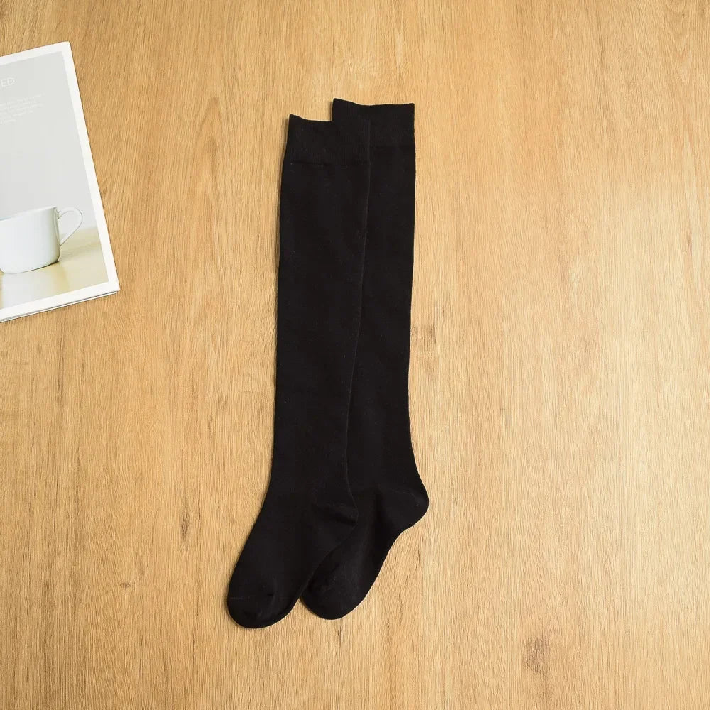 Kids Girls Children High Cotton Socks Black Casual Fashion Overknee Tights for School Stretch Kids Long Socks for Spring Autumn