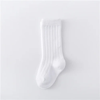 0-5Years Kids Boys Girls Socks Cotton Solid Striped Soft Baby Knee Long Children's Socks School Sport Baby Boy Sock 12 Color