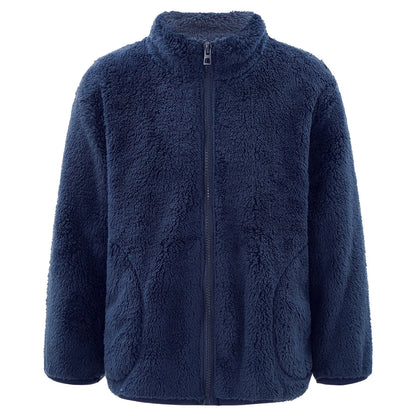 Girls Boys Warm Fleece Jacket Coat Full-Zip Turtleneck Tops with Pocket Fall Winter Outerwear for 2 Years-12 Years