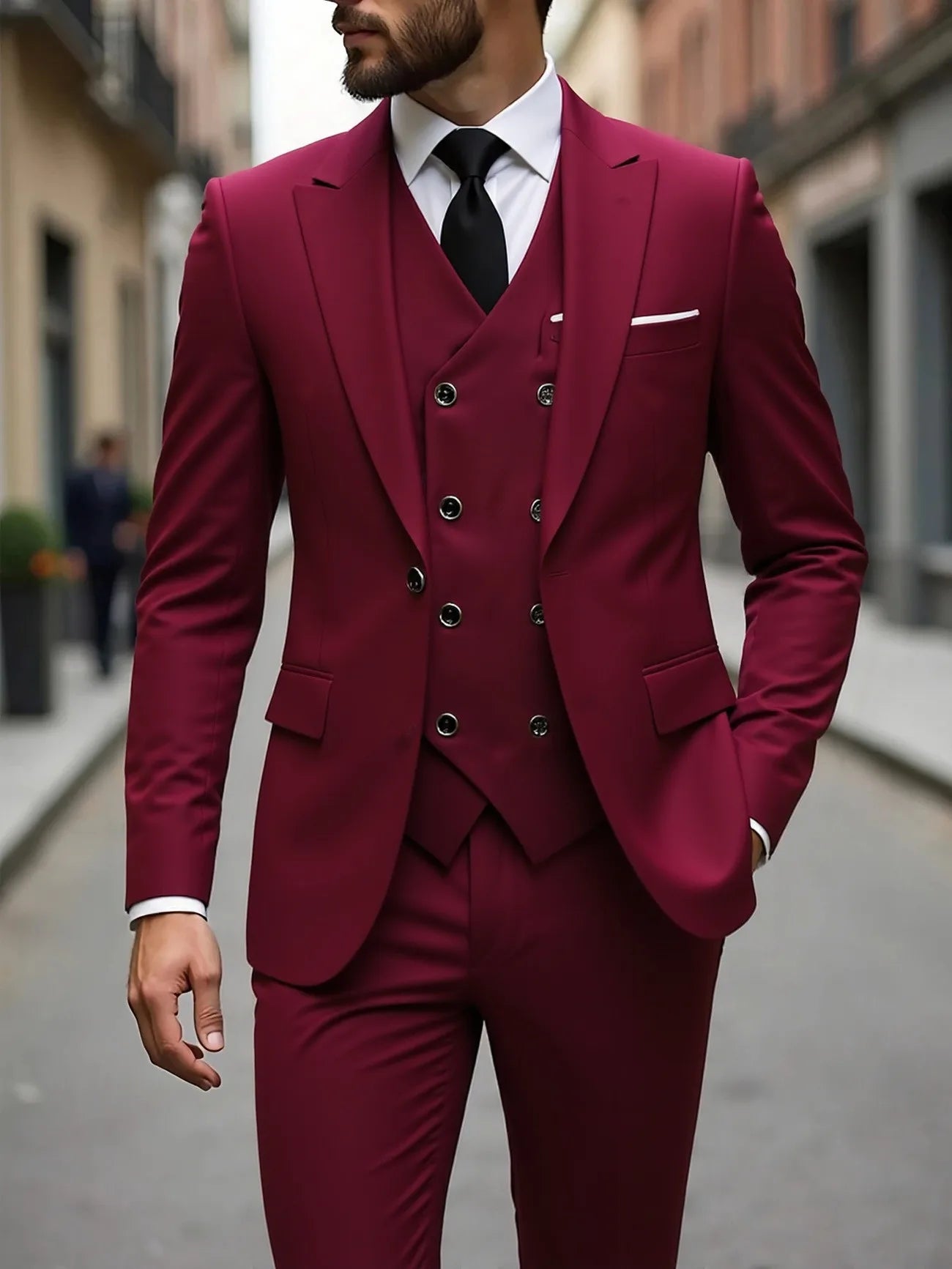 Men's Three-Piece White Suit, Anti-Wrinkle, No-Iron, Anti-Stick Fur Business Formal Suit, Four-Season Workplace Work Clothing Dr