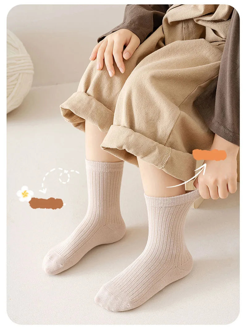4 Pairs a Lot Spring Kids Knee-high Socks Cute Solid Color Girls Socks 12 Colors Children Versatile In Tube Socks