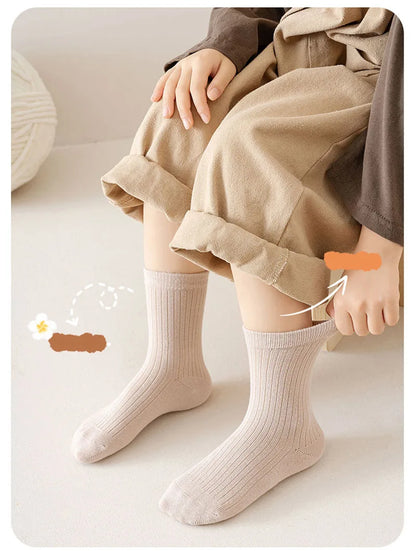 4 Pairs a Lot Spring Kids Knee-high Socks Cute Solid Color Girls Socks 12 Colors Children Versatile In Tube Socks
