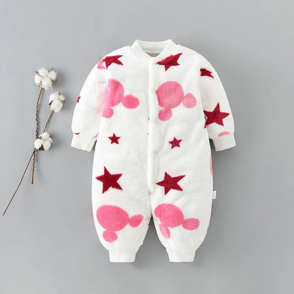 Baby Boy Autumn Winter Warm Pajamas 0-18 Months Infant Girl Flannel Comfortable Jumpsuit Kid Soft Skin-friendly Outwear Romper