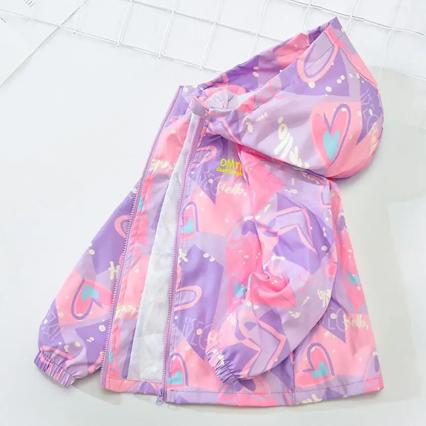 2023 Teenager Girls Jacket Fashion Casual Gradient Hooded Coat Boys Blazer Spring Autumn Windproof Sweet Coats Windbreaker