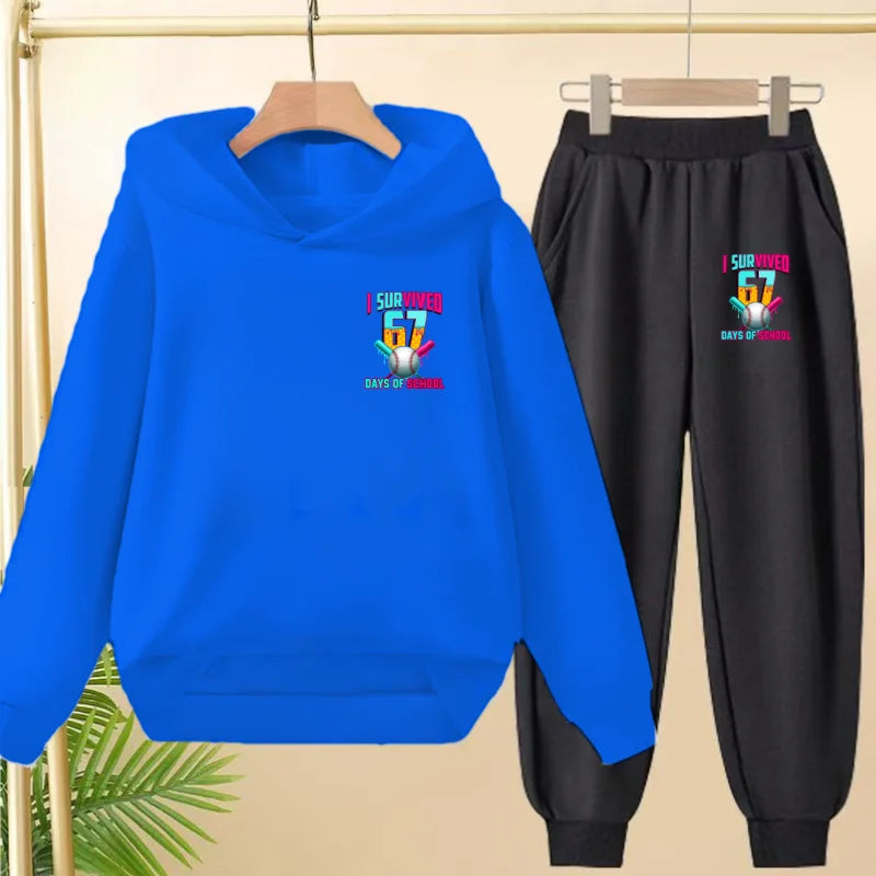 67 Children's Hoodies, 2 Pieces for Boys and Girls Aged 3-12, Comfortable Casual Hoodie+pants, Pullover, Hooded Sportswear