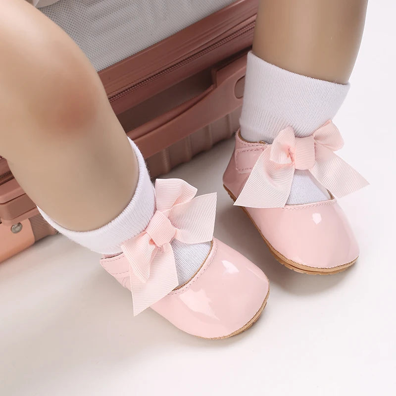 Baby Girl Shoes Bow Flats Toddler Sandals Non-slip Soft Sole Newborn Formal First Walkers Christening