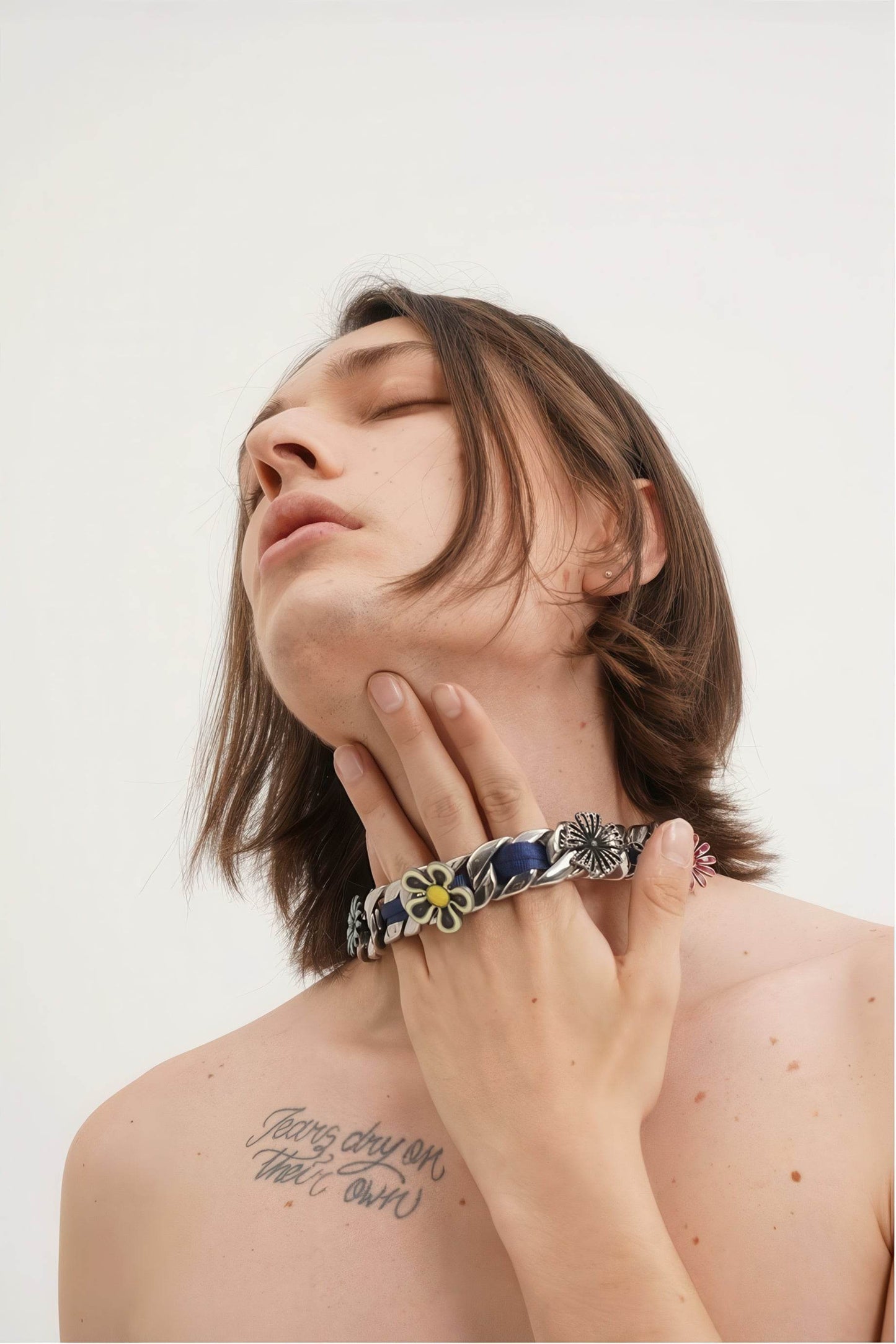 Satin Floral Cuban Chain - Unisex Ribbon Necklace Statement Piece