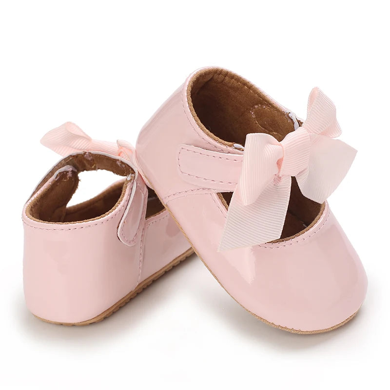 Baby Girl Shoes Bow Flats Toddler Sandals Non-slip Soft Sole Newborn Formal First Walkers Christening
