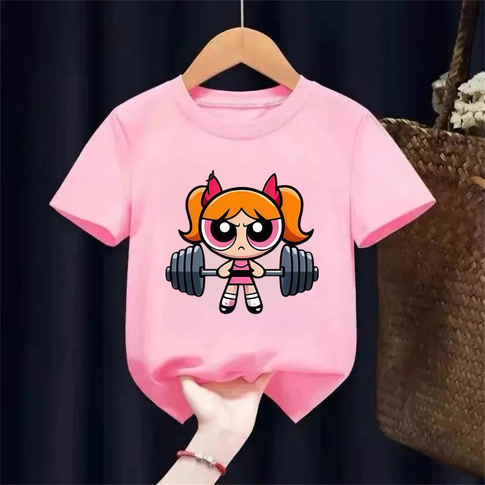 Girls Super Powerful Blouse Training Streetwear T-shirt Kids Shirt Academy Fitness T-shirt