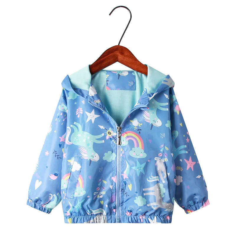 Spring Autumn Full Sleeve Children's Jacckets Unicorn Bunny Rabbit Animal Print Kids Jacket Coats for 2 to 9 Years Girls Coat