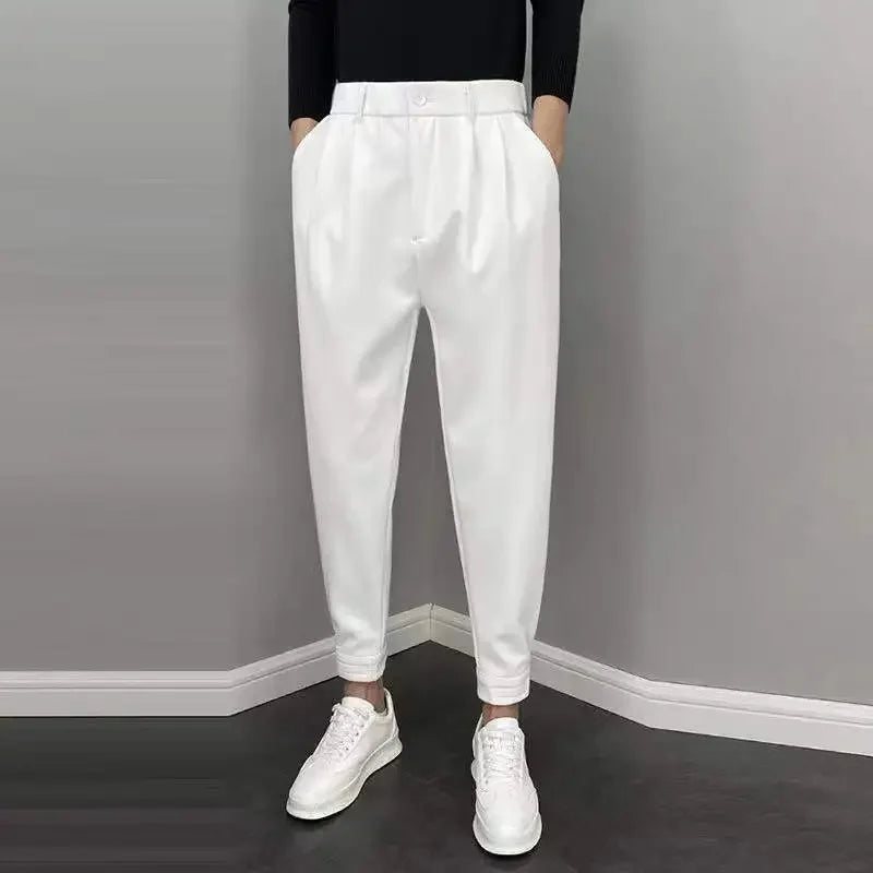 Draped Fluid Trousers for Men Office Work Man Suits Pants Plus Big Size Fabric Slacks Luxury Fashion Korean Reviews Many Dress