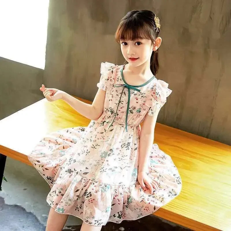 New Summer Dress for Girls Kids Sleeveless Child Girls Dresses Party Wedding Gown Kids Teenage Costume Clothes 2 4 7 11 12 Years