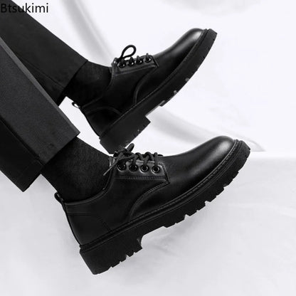 2026 Men's Fashion Leather Dress Shoes Casual Formal Dress Oxfords Wedding Flats Soft Breathable Walking Office Sneakers Shoes