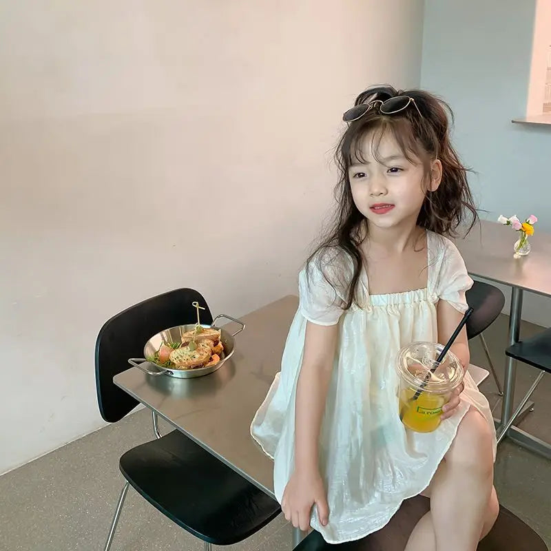 Girls Blouse 2026 New Summer Korean Style Kids Loose Short Sleeve Shirt Stylish Casual Top for Children