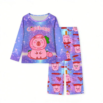 Boys Girls Pajamas Sets Kids Toddler 3 to 4 5 6 7 8 9 10 11 12 Years Cute Pijama Capybara Long Sleeve Pyjama Children's Clothing
