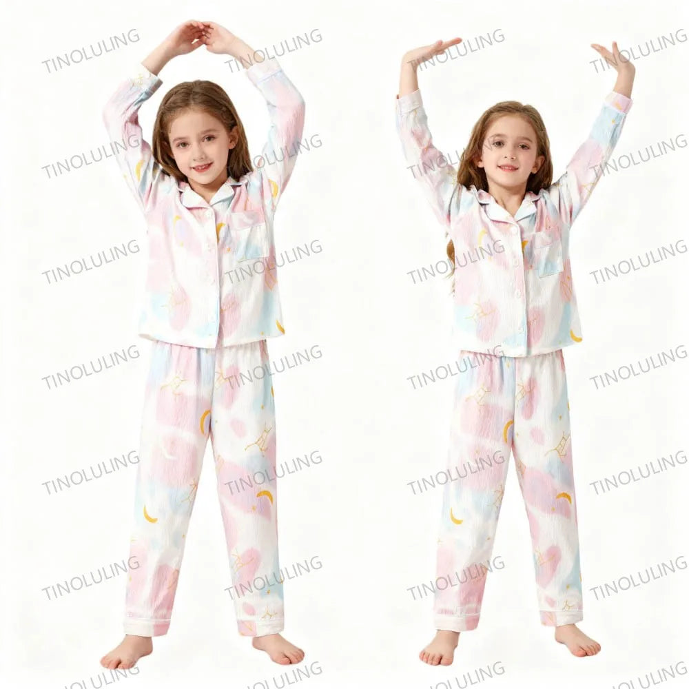 Soft Cotton Pajamas for Girls Cartoon Animal Print Pyjama Sets Children's Pijamas Sleepwear Suit Kid Long Sleeve Loungewear