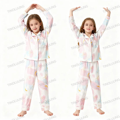 Soft Cotton Pajamas for Girls Cartoon Animal Print Pyjama Sets Children's Pijamas Sleepwear Suit Kid Long Sleeve Loungewear