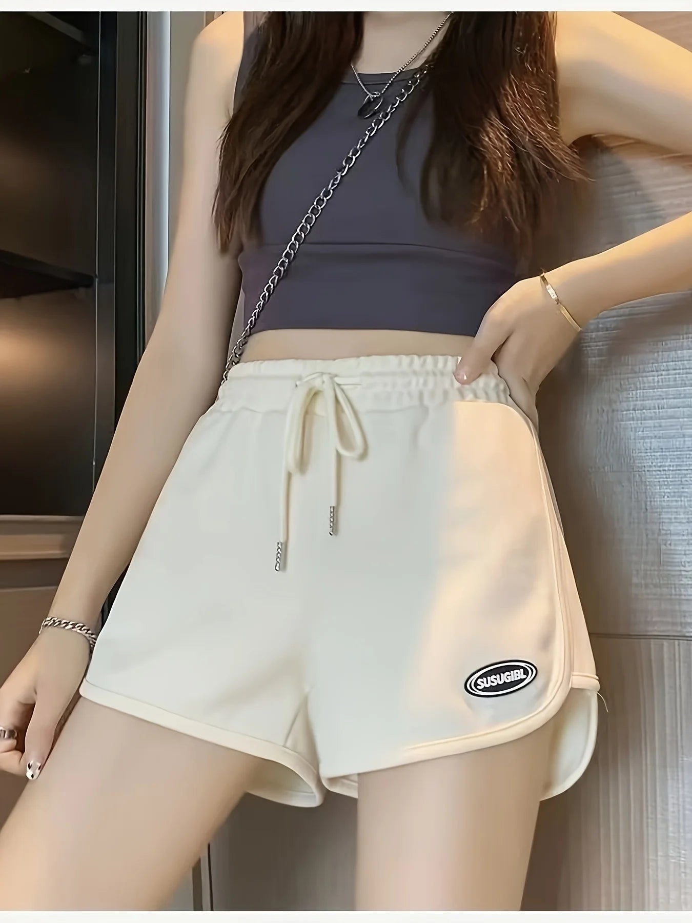 Girls' loose and slimming hot pants for women, suitable for home wear, casual sports, yoga shorts, wide-leg pants, high-waist st