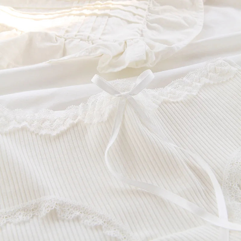 Girls Underwear New Cotton Lovely Knit Middle Waist Briefs Young Girl Panties Cute Lolita Lace Trimming Girl Plaid Loli Pantie