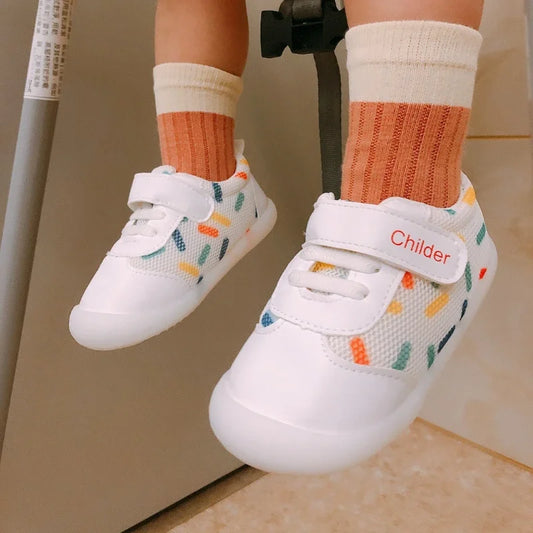 Boys/Girls Baby Walking Shoes 2025 Spring/Autumn New 0-2 Year Old Shoes Soft Sole Mesh Breathable Baby Shoe Nude Shoe Bebê أحذية