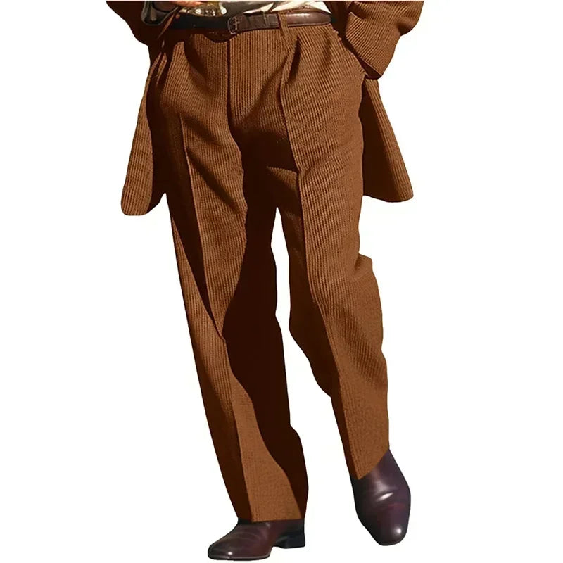 High-grade Men's Knitted Suit Pants Business Casual Loose Straight Dress Pants Fashion Streetwear Male Leisure Vacation Trousers