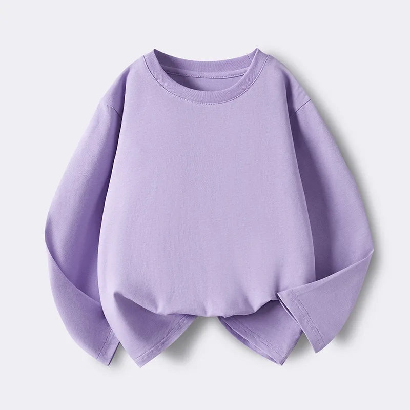 Girls Boys Long Sleeve T-Shirts Casual Kids Pure Cotton O-neck Solid Tee Tops Spring Blouse T Shirt for Teens Girl Clothes 3-14Y