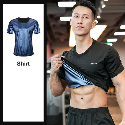 Sauna Suit Men Anti Rip Sweat Suits Gym Boxing Workout Jackets Waist Vest Trainer Workout Exercise Fitness Gym Long Sleeve Shirt